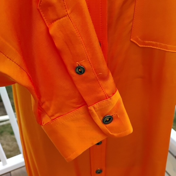 LAUREN Ralph Lauren Orange Viscose Shirt Dress Size 8 Button Front and Cuffs - Picture 4 of 10